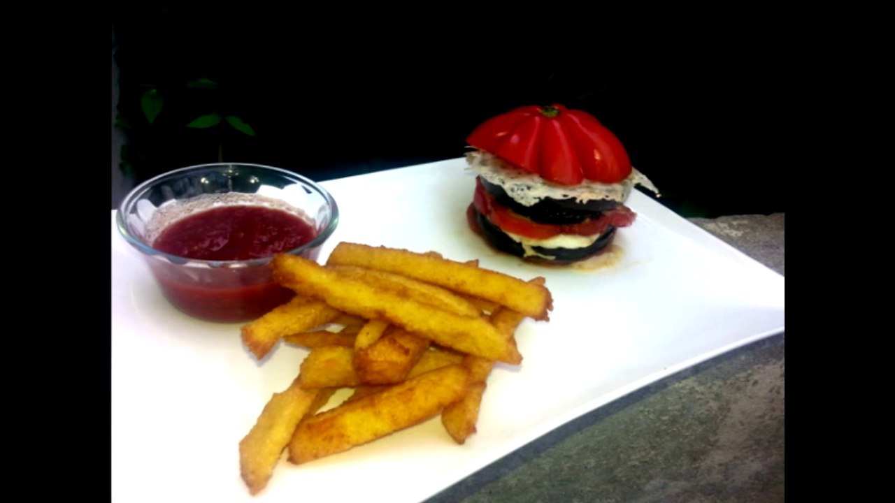 Menu Végétarien - Hamburger de légumes, Frites de Polenta et Ketchup Maison