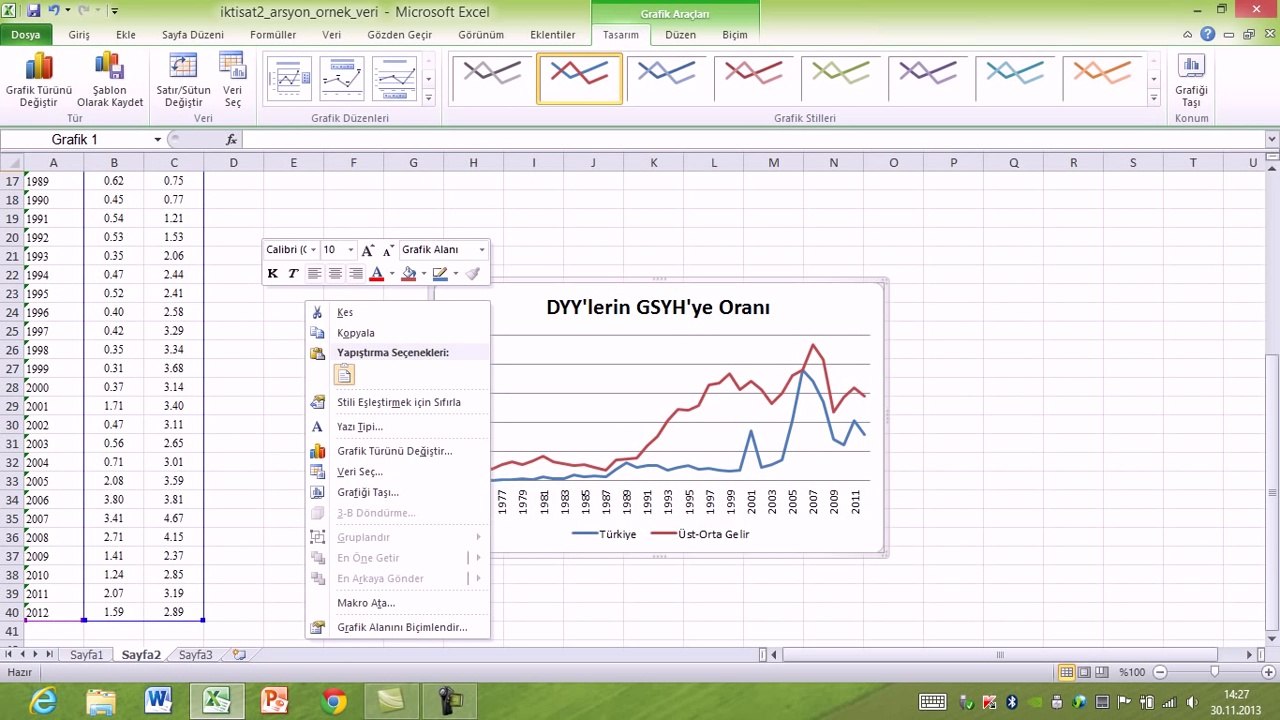 Excel ile Grafik Cizimi