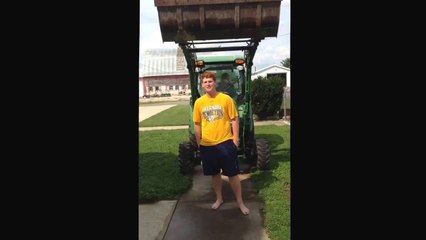 ALS ice bucket challenge epic fail Tractor Hits Head