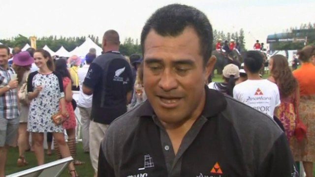 Elephant polo match between Thai ladyboys and All Blacks