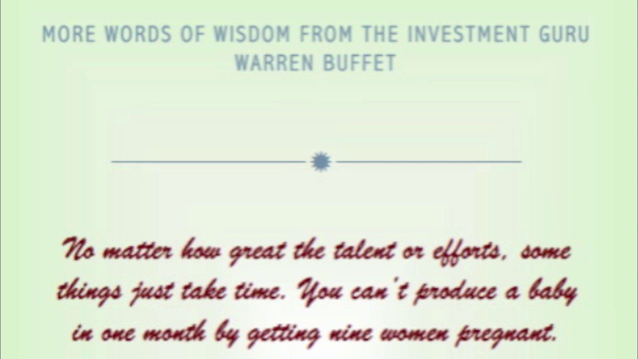 Ron Sandack Wisdom from Mr. Buffet