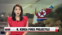 N. Korea fires another short-range projectile into East Sea