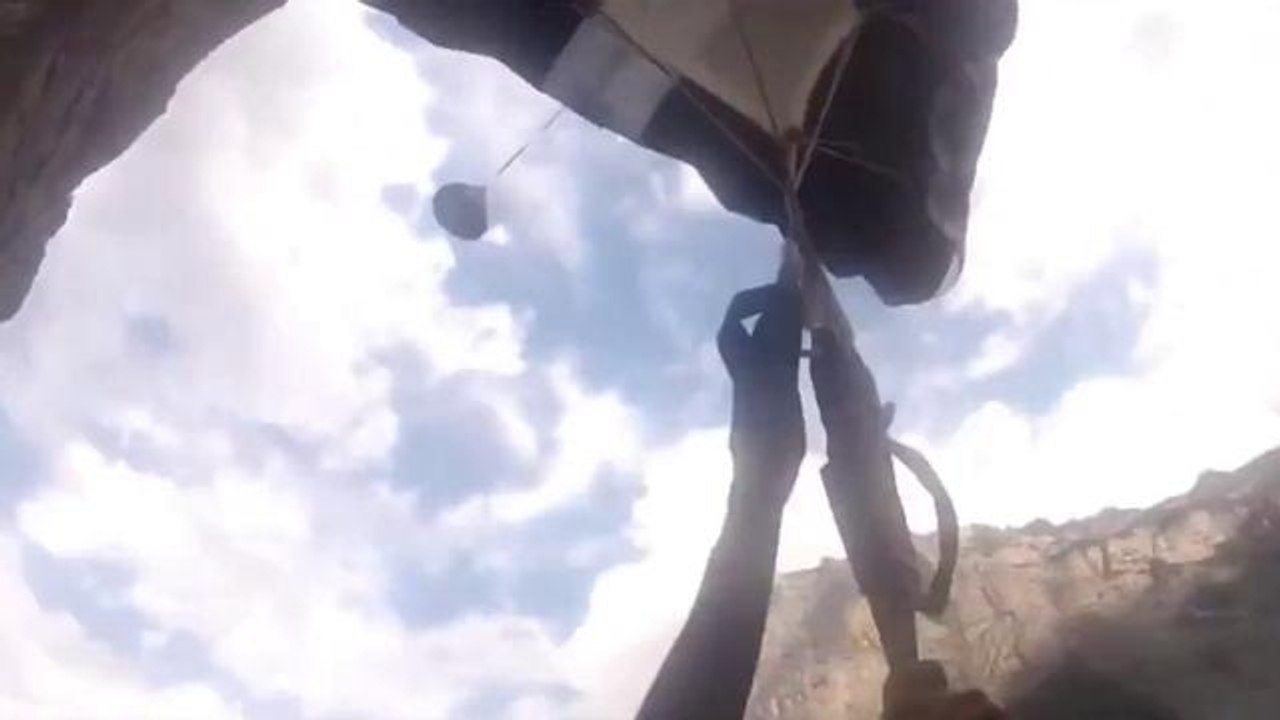 BASE Jumper Hits Wall  Skydiving Fail