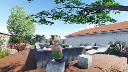 Piscine de luxe, piscine 3D contemporaine à débordement