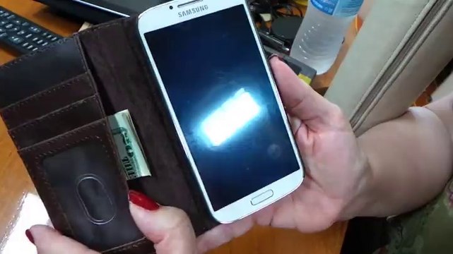 EC TECHNOLOGY Samsung Galaxy S4 IV i9500 Handmade Retro Genuine Leather Wallet Flip Case Cover