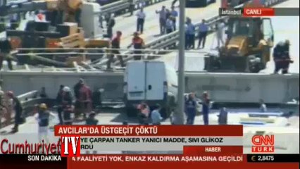 Çöken üst geçitte tankerdeki madde belli oldu