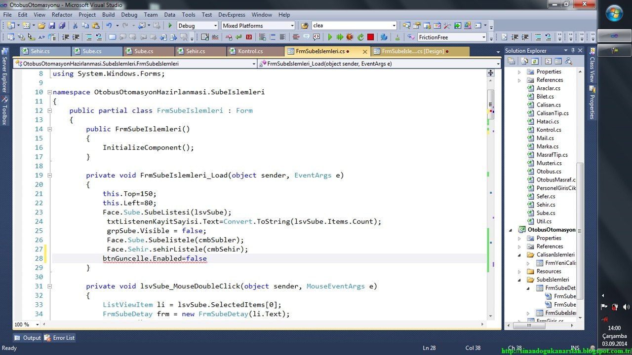 C# Otobus Otomasyonu Sube Guncelleme ve  Silme İşlemleri