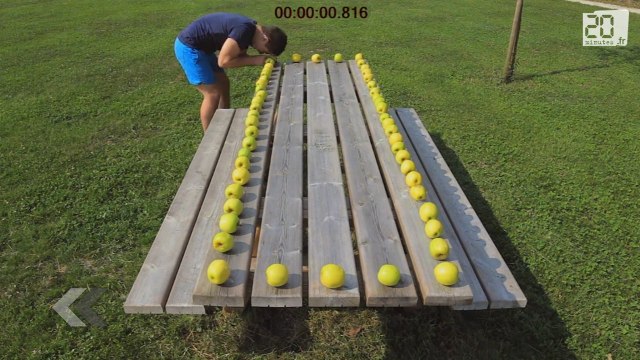 Son défi: battre le record d'écrasé de pomme avec la tête