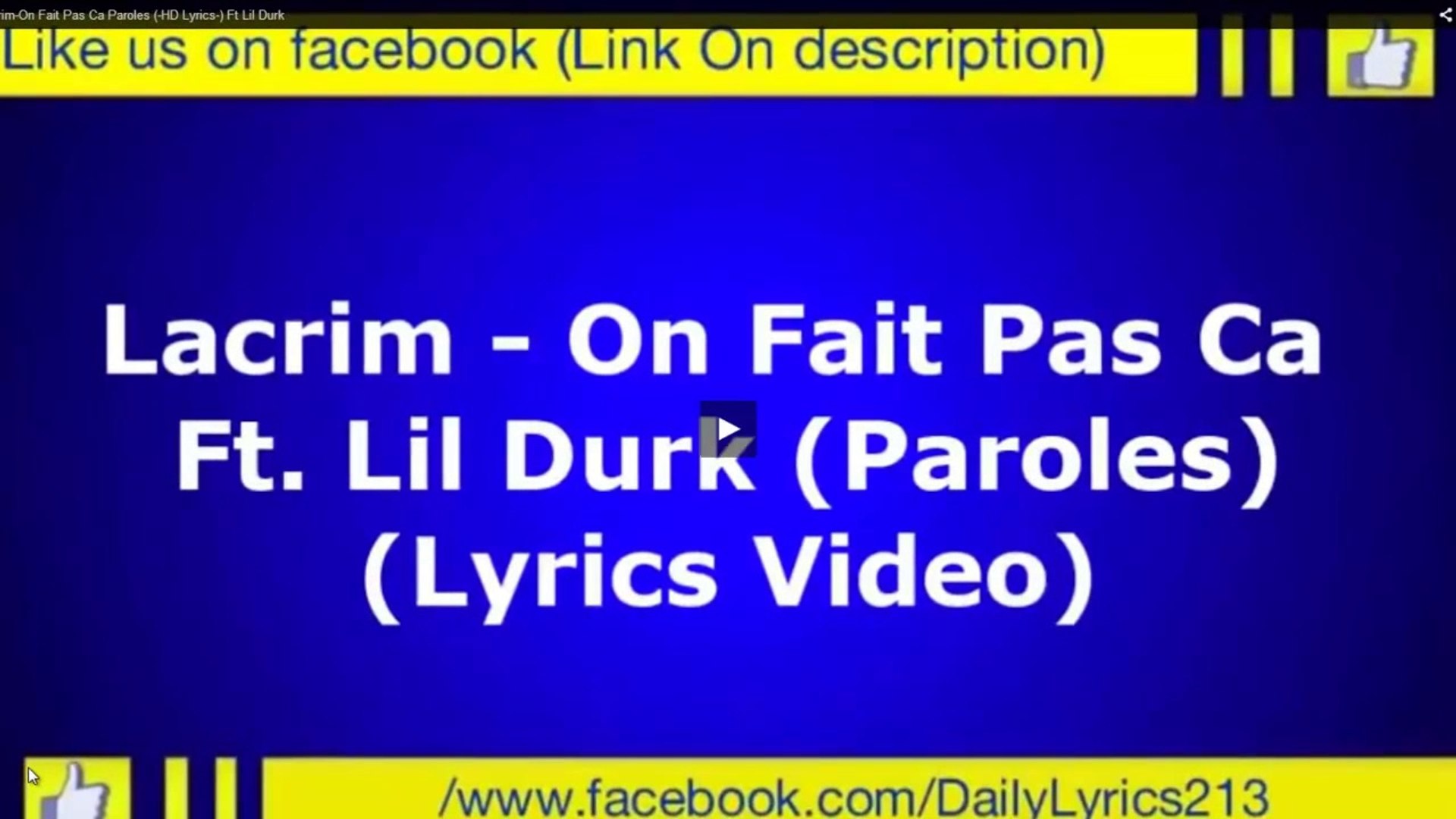 ⁣Lacrim - On Fait Pas Ca (Paroles) HD (Lyrics) Ft. Lil Durk