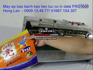 Máy hàn miệng bao bì thủy sản, máy ép miệng túi bao bì thực phẩm, hóa chất liên tục có  in date FRD1000