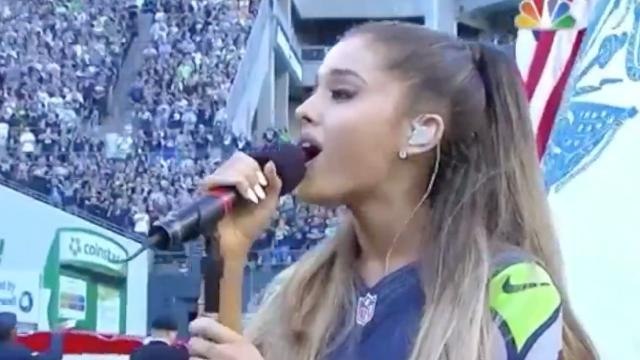 Ariana Grande Amazes with National Anthem Performance at NFL Kickoff