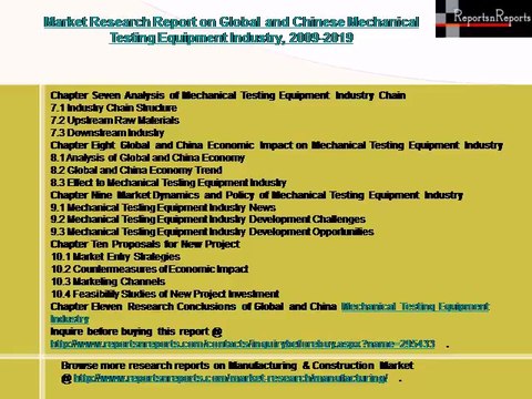 Global and China Mechanical Testing Equipment Industry Analysis and 2019 Forecast Report