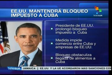 Obama prolonga un año más bloqueo impuesto a Cuba