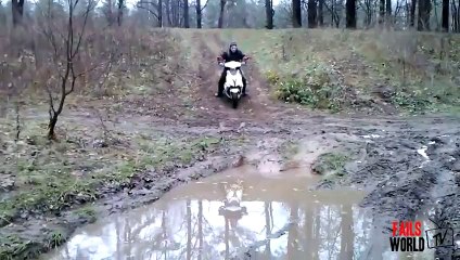 Mud Crossing with a scooter fail - Fails World