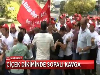 Çiçek dikmeye geldiler taşlı sopalı kavgaya tutuştular