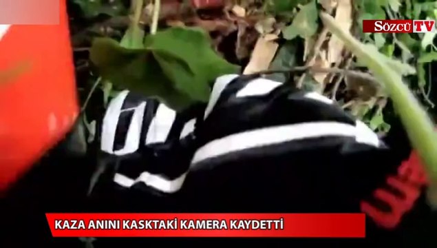 Kaza anını kasktaki kamera kaydetti