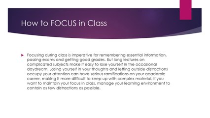 How to FOCUS in Class: Now Students Can Pay Attention In Their Studies