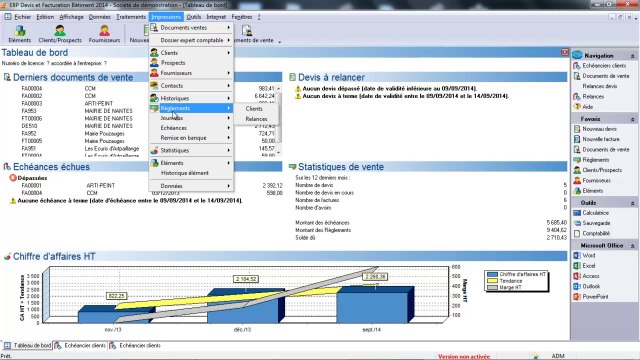 EBP Devis Facturation Bâtiment : Les écheanciers et lettres de relance