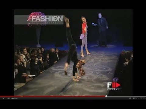 BETSEY JOHNSON her typical cartwheel at the New York Fashion Week Spring Summer 1996