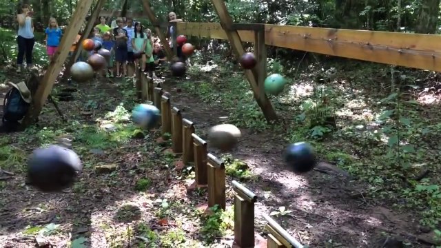 Giant Pendulum Wave Demonstration, made with 16 bowling ball