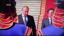 MONGOLIE VLADIMIR POUTINE PLEURE EN ENTENDANT L'HYMNE RUSSE 3 SEPTEMBRE 2014