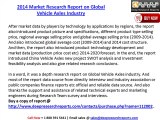 2014 Market Research Report on Global Vehicle Axles Industry