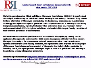 Global and China Motorcycle Gear Industry Research Report and Forecast to 2019