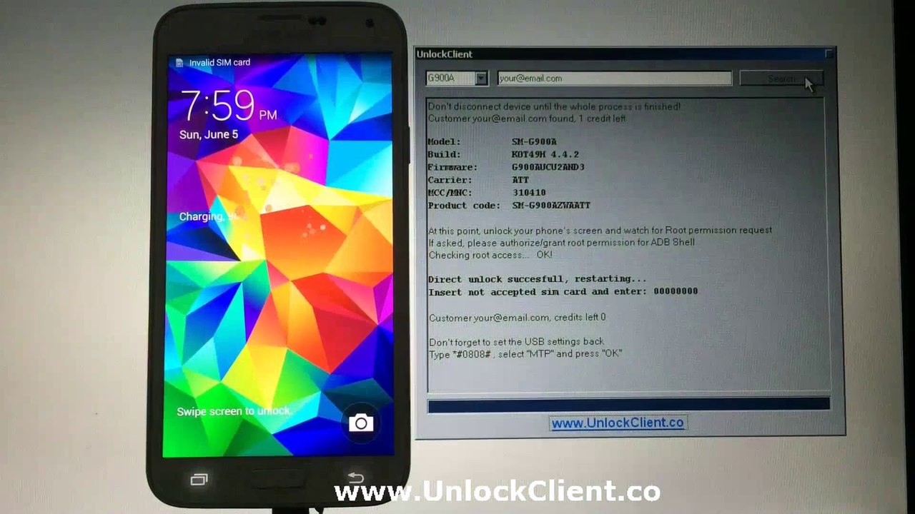 Unlock SM G900T G900A G900F by unlockclient.co