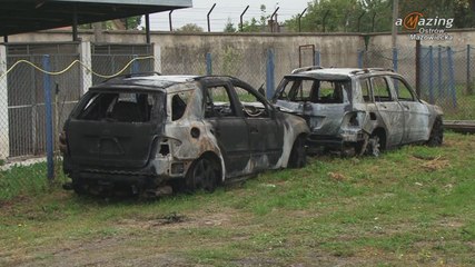 Pożar samochodów osobowych Ostrów Mazowiecka 2014