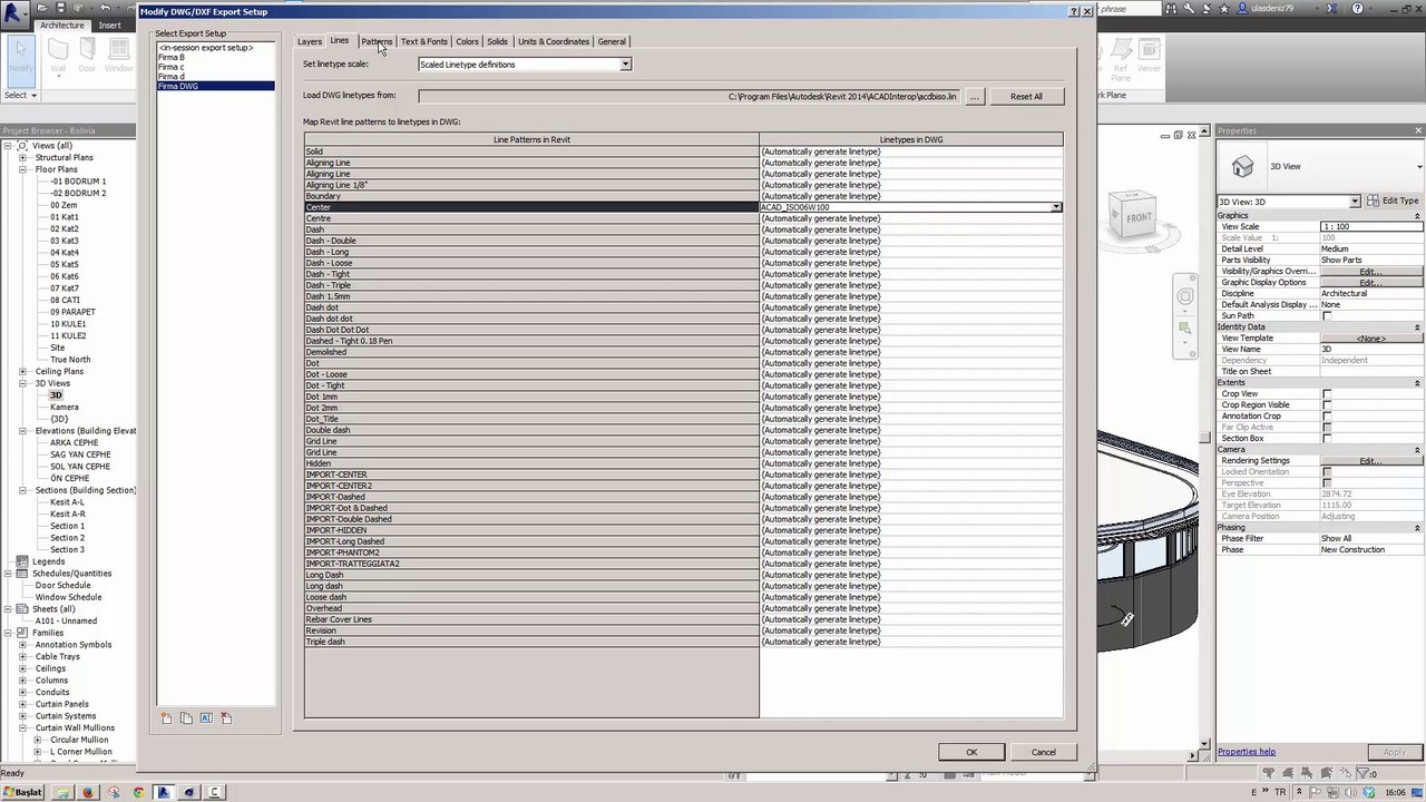 3- Revit DWG ihraç ve ayarları (DWG Export and Settings)