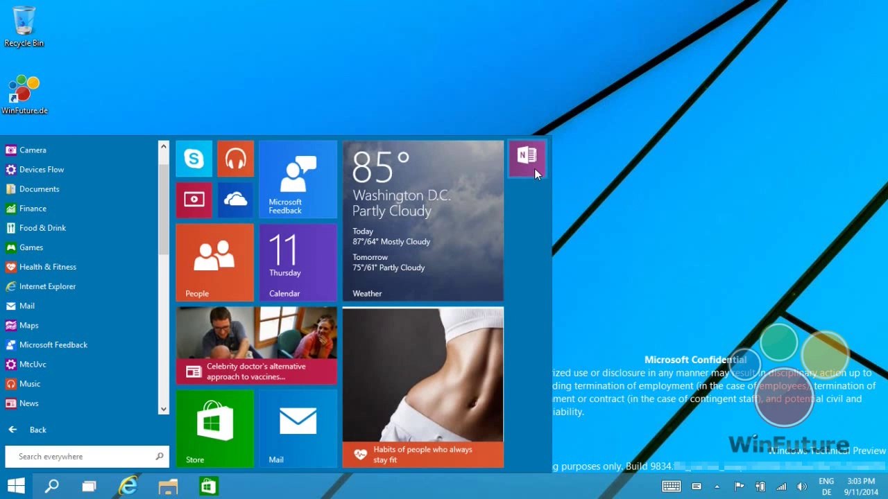 Windows 9- The new Start Menu in Action