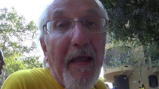 Barcelone/11 septembre 2014 Manifestation pour l'indépendance de la Catalogne, Carles Hongrois catalan, un des 1 millions 800 000! interview par Nicolas Caudeville robert dainar