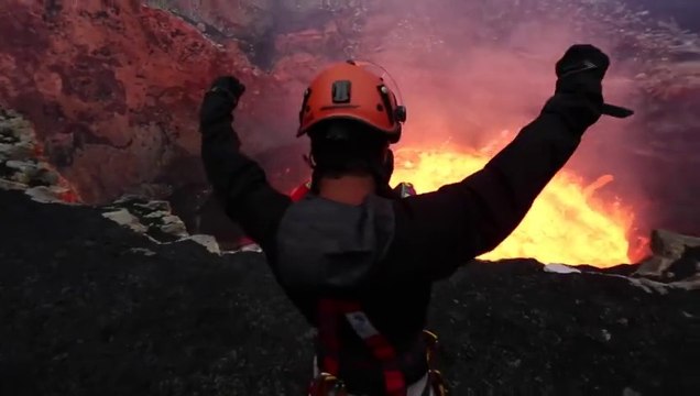 Man Dives into an Exploding Volcano