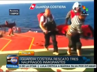 Italia: guardia costera rescata a tres migrantes náufragos