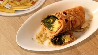 How To Make Quick Snack Spinach Corn Cheese Roti (Tortilla) Roll By Joel
