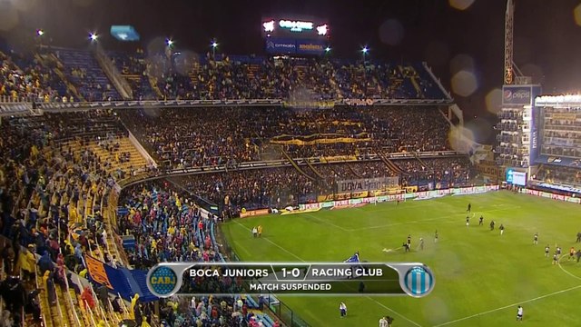 Primera Division: Boca Juniors 1 - 0 Racing Club (match suspended)