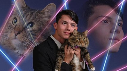 High School Senior Petitions for Cat and Lasers to be in Yearbook Photo