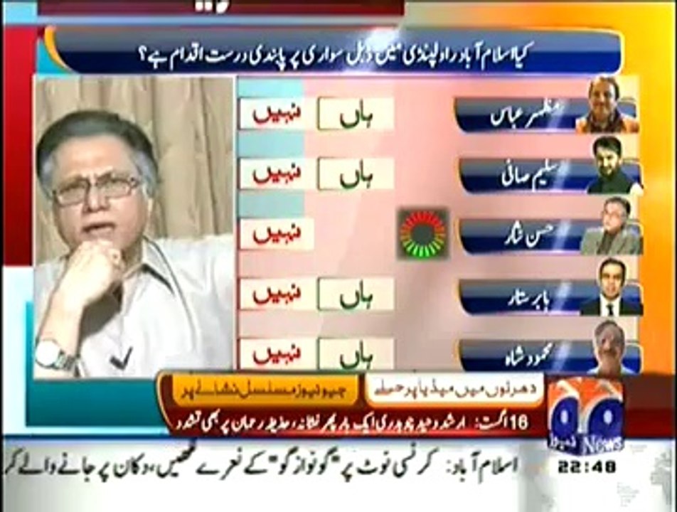 Hassan Nisar Blasted On PMLN Government For Ban Pillion Riding