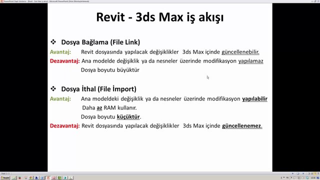 1- Revit 3ds Max İş Akışına Genelk Bakış