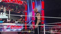 Brock Lesnar and John Cena brawl on Raw after Cena attacks Paul Heyman - 15th September 2014.
