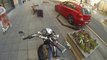Russian biker hates car drivers who throw papers on the floor : Revenge!