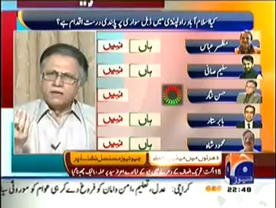Hassan Nisar Blasted On PMLN Government For Ban Pillion Riding