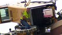 Construction Rig Overturns In Dallas