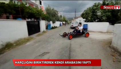 Harçlığını biriktirerek kendi arabasını yaptı