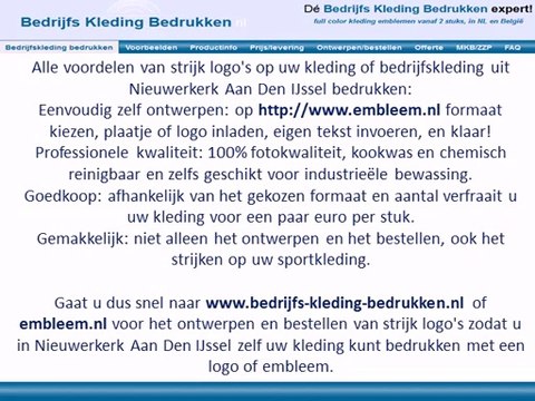 Kleding bedrijfskleding bedrukken Nieuwerkerk Aan Den IJssel