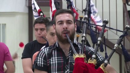 Dudelsackspieler in Ramallah für schottische Unabhängigkeit