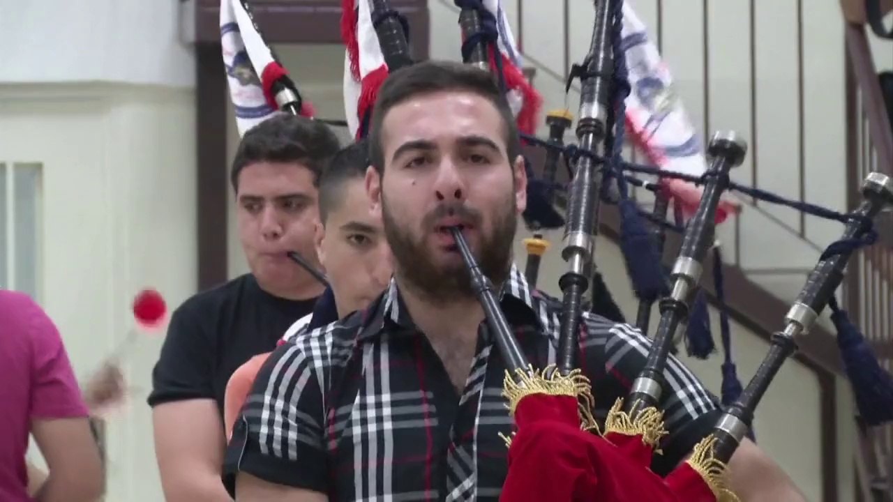 Dudelsackspieler in ramallah für schottische unabhängigkeit