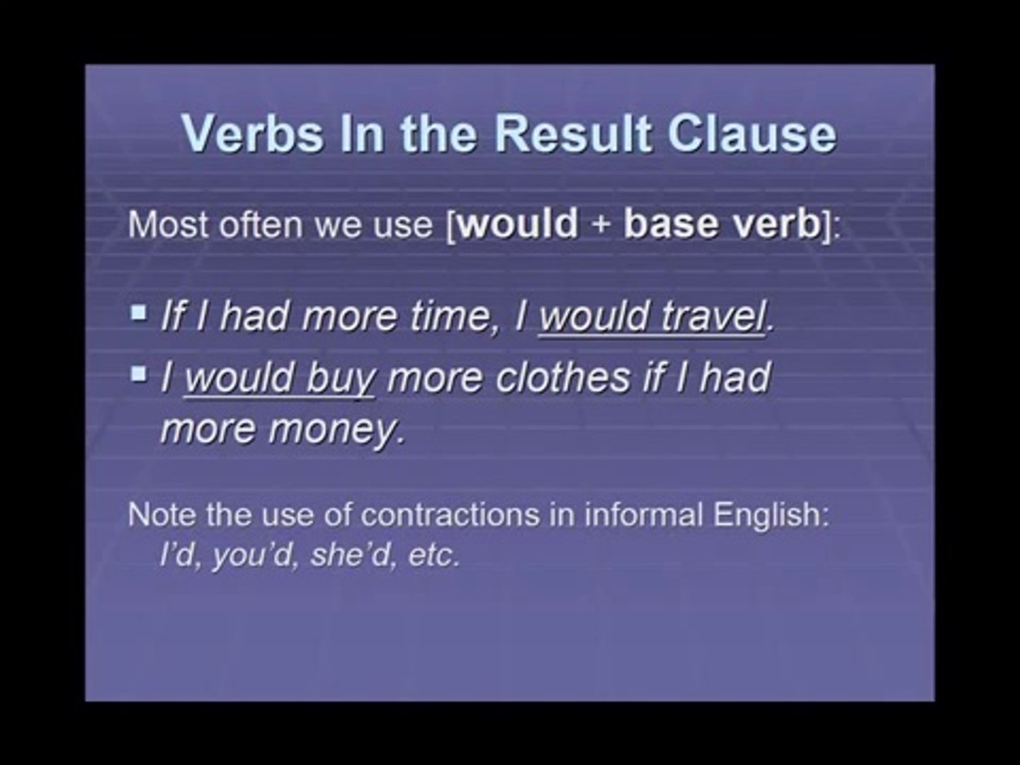 Lesson 2d - Conditionals - English Grammar