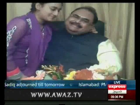 Afzaa Altaf Hugging her Father Altaf Hussain on his 61st Birthday