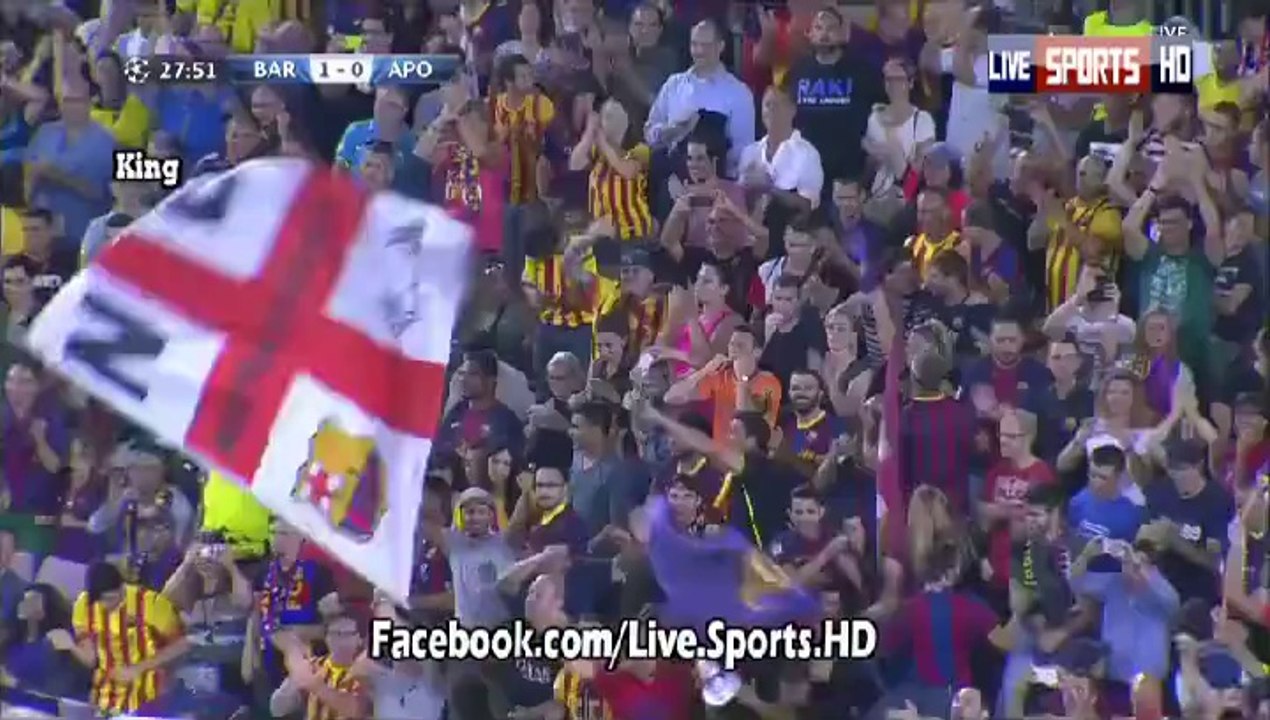 Barcalona vs Apoel Nicosia - GOAL Gerard Pique 1-0 - Champions League Group Stage First Leg